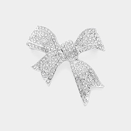 Stone Paved Bow Pin Brooch